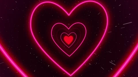 Heart Tunnel in Space Background Video Animation. Flying in the red hearts. Video stock 280381599