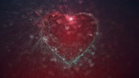 Heart twinkling particles intro. Stock Footage 84610315