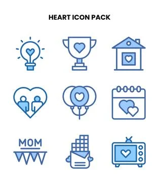 Heart Two Colour Bundle Icons Pack Stock Illustration