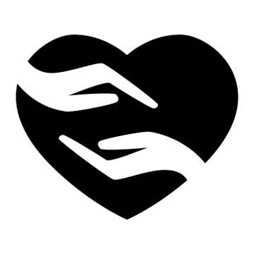 Heart with two hands solid icon. Heart vector illustration isolated on white Stock Illustration