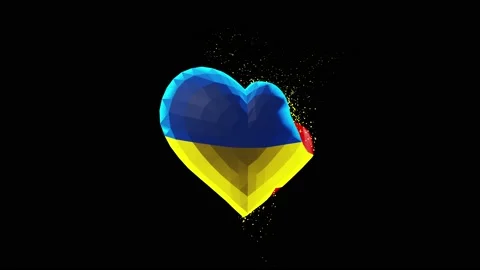 Heart with Ukrainian flag 3D render illustration Stock Footage 197851111