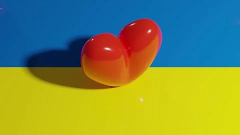 Heart with Ukrainian flag. 4K loop animation render. Stock Footage 219568921