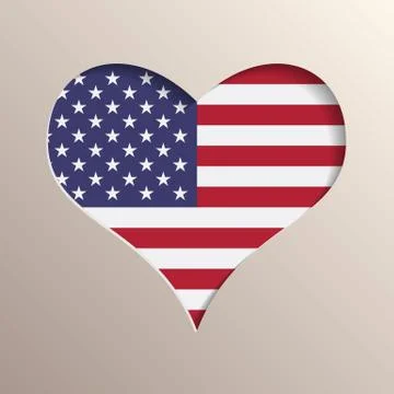 Heart with USA flag on background Stock Illustration