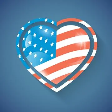 Heart with USA flag Stock Illustration