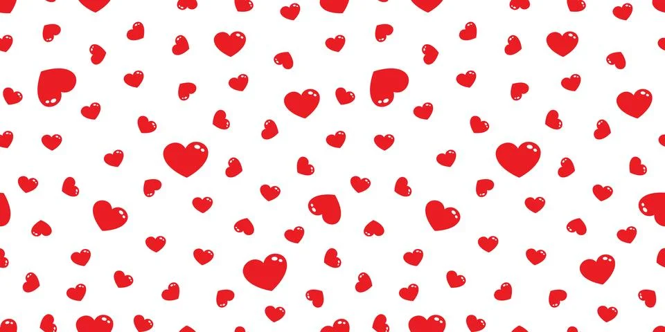Heart valentine Seamless pattern vector doodle cartoon red Stock Illustration