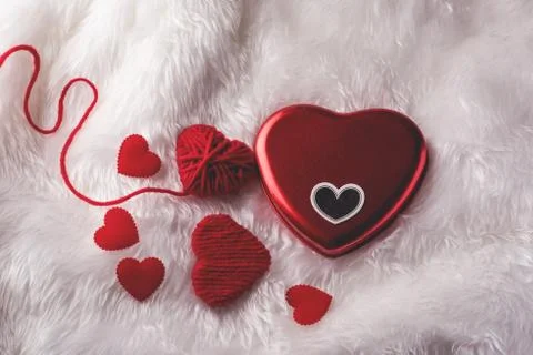 Heart, valentines day, top view, red heart Valentines Day concept With copy s Stock Photos