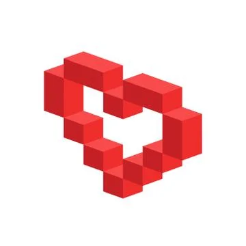 Heart vector 3d isometric icon Stock Illustration