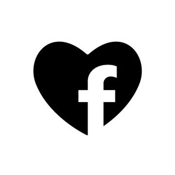Heart vector black icon dedicated to social Facebook network. Love symbol Stock Illustration