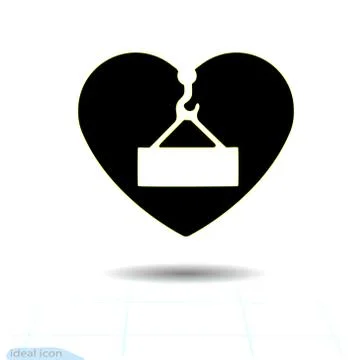 Heart vector black icon, Love symbol. Danger overhead load sign in heart. Stock Illustration