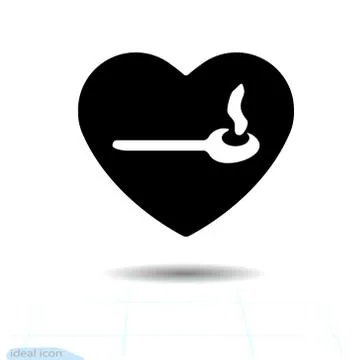 Heart vector black icon, Love symbol. A spoon of hot food ans steam in heart. Stock-Illustration
