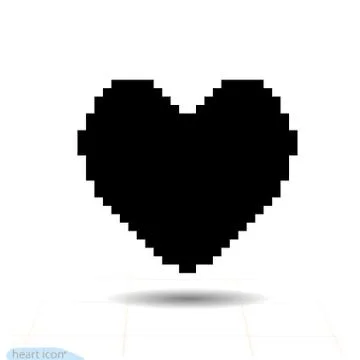 Heart vector black icon, Love symbol. pixel art heart. Valentines day sign Stock Illustration