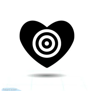 Heart vector black icon, Love symbol. The Target in heart. Valentines day Stock Illustration