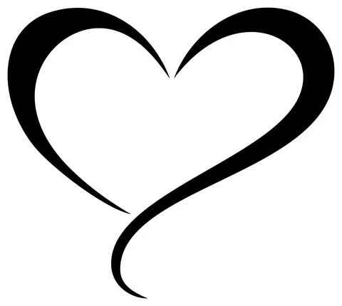 Heart vector curly frame in black. White isolated background. Stock Illustration