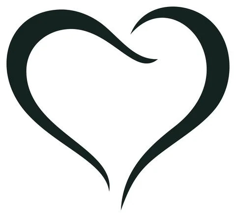 Heart vector curly frame in black. White isolated background. Stock Illustration