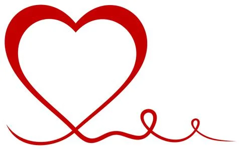 Heart vector curly frame in red. White isolated background. Stock Illustration