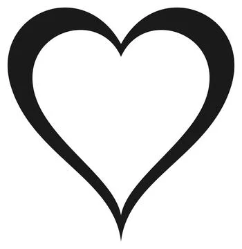 Heart vector flat frame in black. White isolated background. Stock Illustration