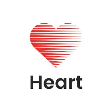 Heart vector flat logo design template with lines Stock Illustration