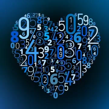 Heart vector font from numbers Stock Illustration