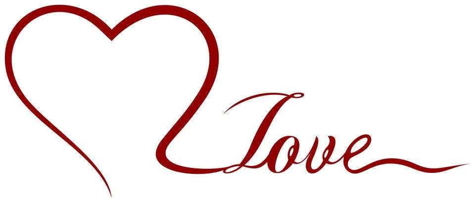 Heart vector frame in red with Love text. White isolated background. Stock Illustration