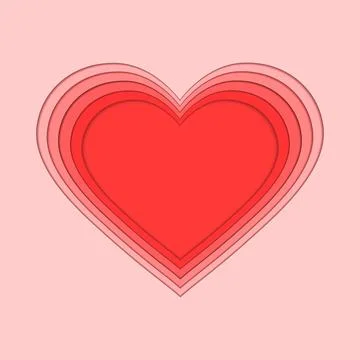 Heart vector greeting and Valentines card. Decorative paper cut heart. Roma.. Stock Illustration