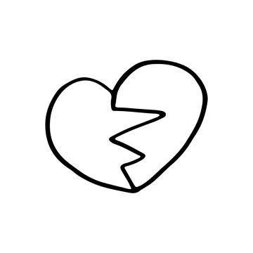 Heart vector icon drawn in one line broken in half. Stock Illustration