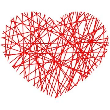 Heart vector icon isolated on white background. Red string heart logo. Stock Illustration