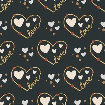 Heart vector seamless boho pattern. Illustrazione stock