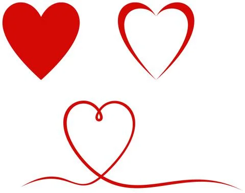 Heart vector set in red. White isolated background. Stock Illustration
