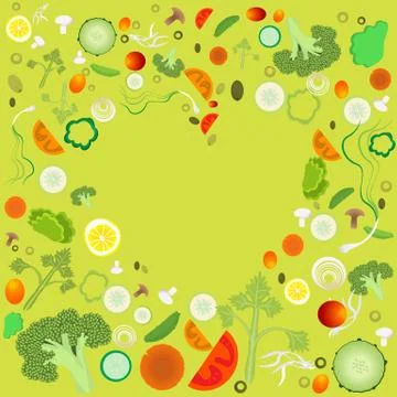 Heart of vegetable pattern Stock Illustration