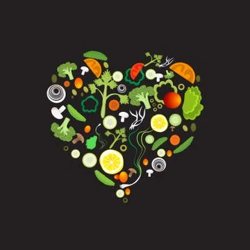Heart of vegetable pattern Stock Illustration