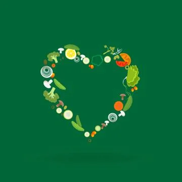 Heart of vegetable pattern for web and print Stock Illustration