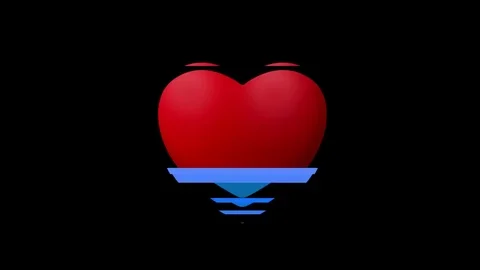 Heart vertical glitch interference animation seamless loop - new dynamic holiday Stock Footage 83303122