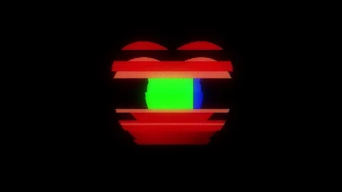 Heart vertical glitch interference on digital old led lcd computer tv screen Stock Footage 83303660