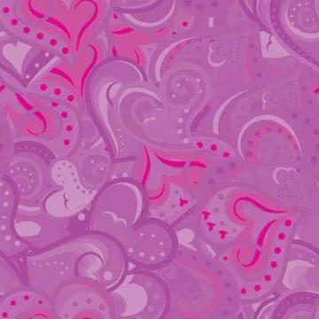 Heart violet pattern. Vector seamless background Stock Illustration