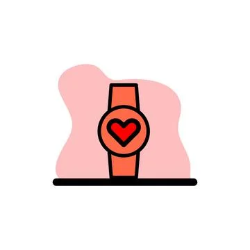 Heart Watch Icon Vector Concept Illustration Design Stock Illustration