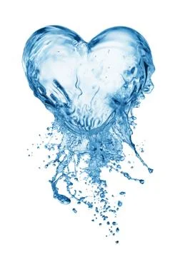 Heart from water splash with bubbles Illustrazione stock