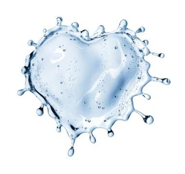 Heart from water splash with bubbles isolated on white Illustrazione stock