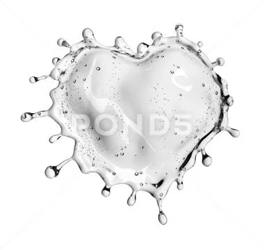 Heart from water splash with bubbles isolated on white Stock Illustration