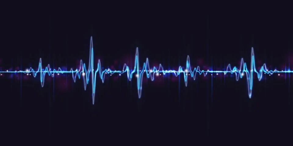 Heart wave line equalizer pulse abstract background 3d illustration Stock Illustration
