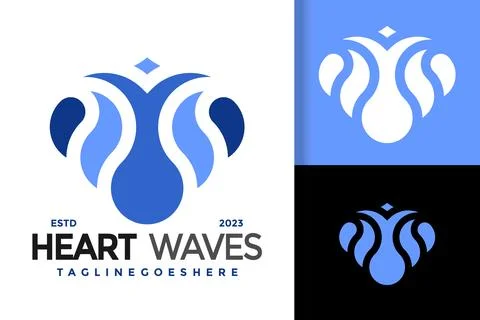 Heart Waves logo vector icon illustration 스톡 일러스트