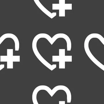 Heart web icon. flat design. Seamless pattern. Illustrazione stock