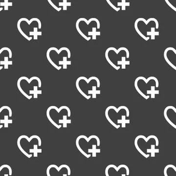 Heart web icon. flat design. Seamless pattern. Illustrazione stock
