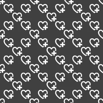 Heart web icon. flat design. Seamless pattern. 스톡 일러스트
