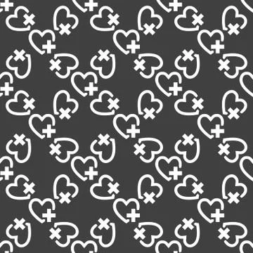 Heart web icon. flat design. Seamless pattern. Stock Illustration