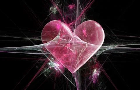 Heart in a web, stucked in a spider web, tangled relationship concept Stock Illustration
