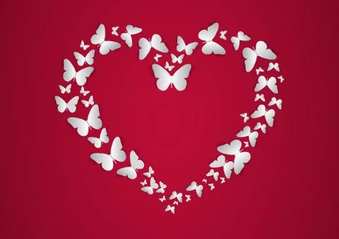 Heart of white Butterfly. Vector illustration. Stock Illustration