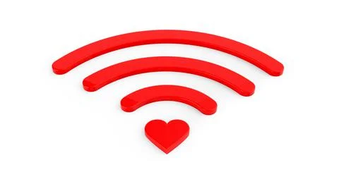 Heart wifi icon, 3d render illustration drawing. Stock Illustration