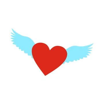 Heart with wings flat icon Stock Illustration