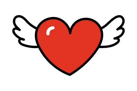 Heart with wings logo vector isolated on white background. Stock Illustration