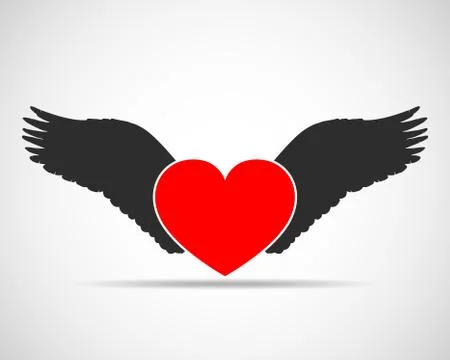 Heart with wings. Vector illustration. Stock Illustration